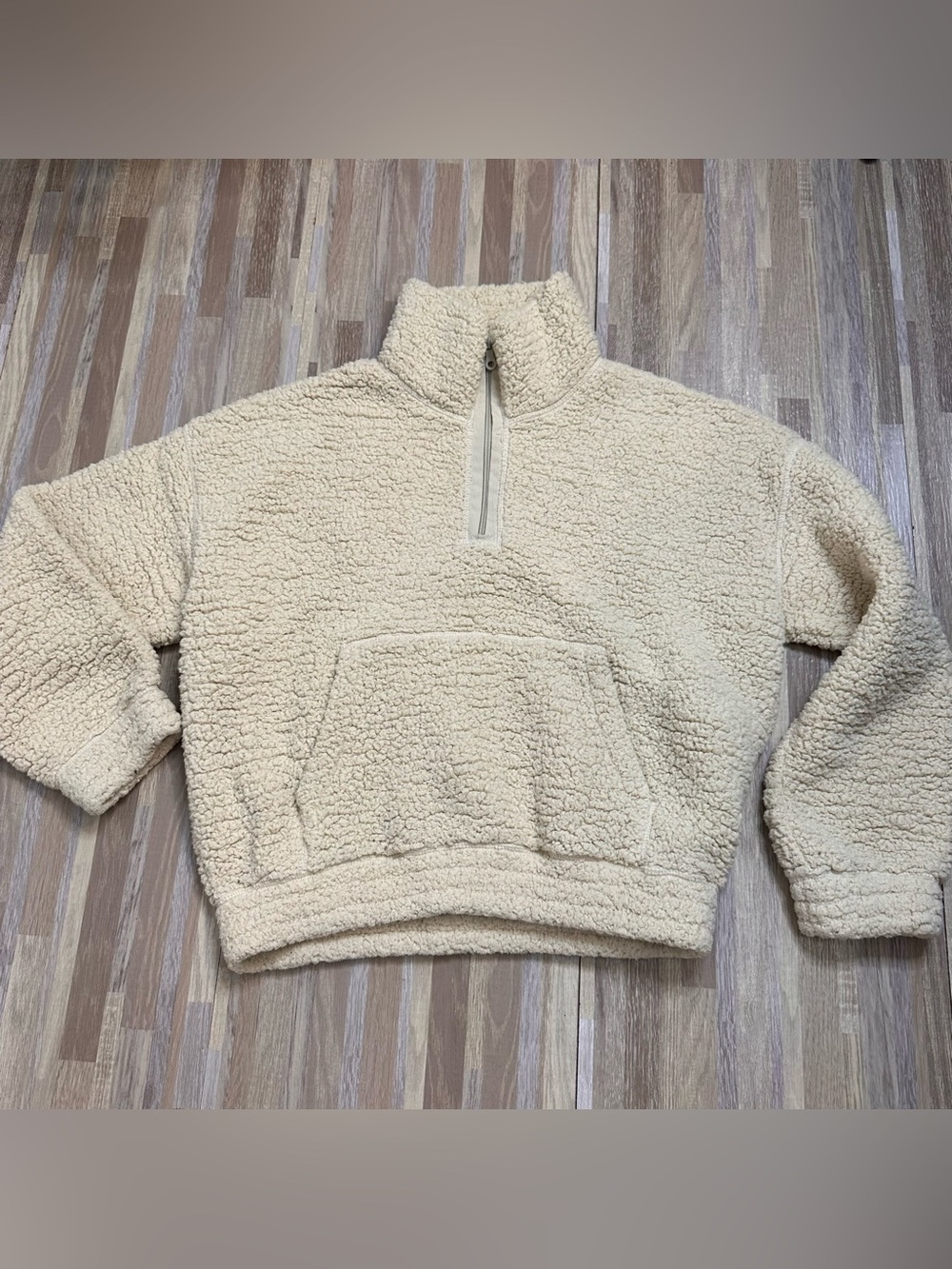 Offline by aerie Cream Sherpa Half-Zip Oversized Pullover Women’s Size Small